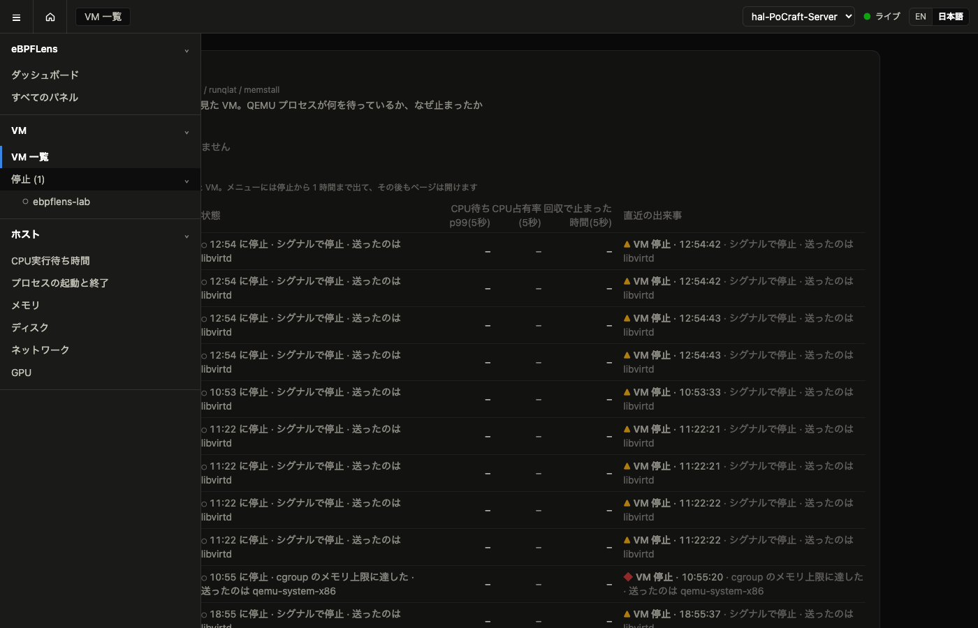 メニューの停止 (N) の折り畳み